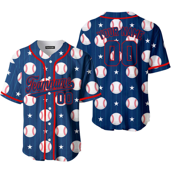 Custom Navy Baseball Pinstriped Pattern Blue Red Custom Baseball Jerseys For Men & Women