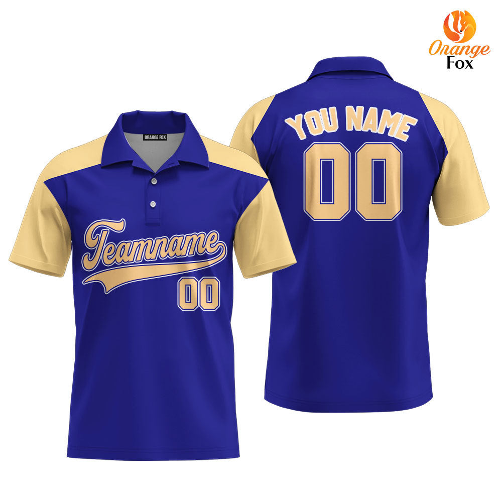 Custom Navy Blue Cream Raglan White Custom Polo Shirt For Men