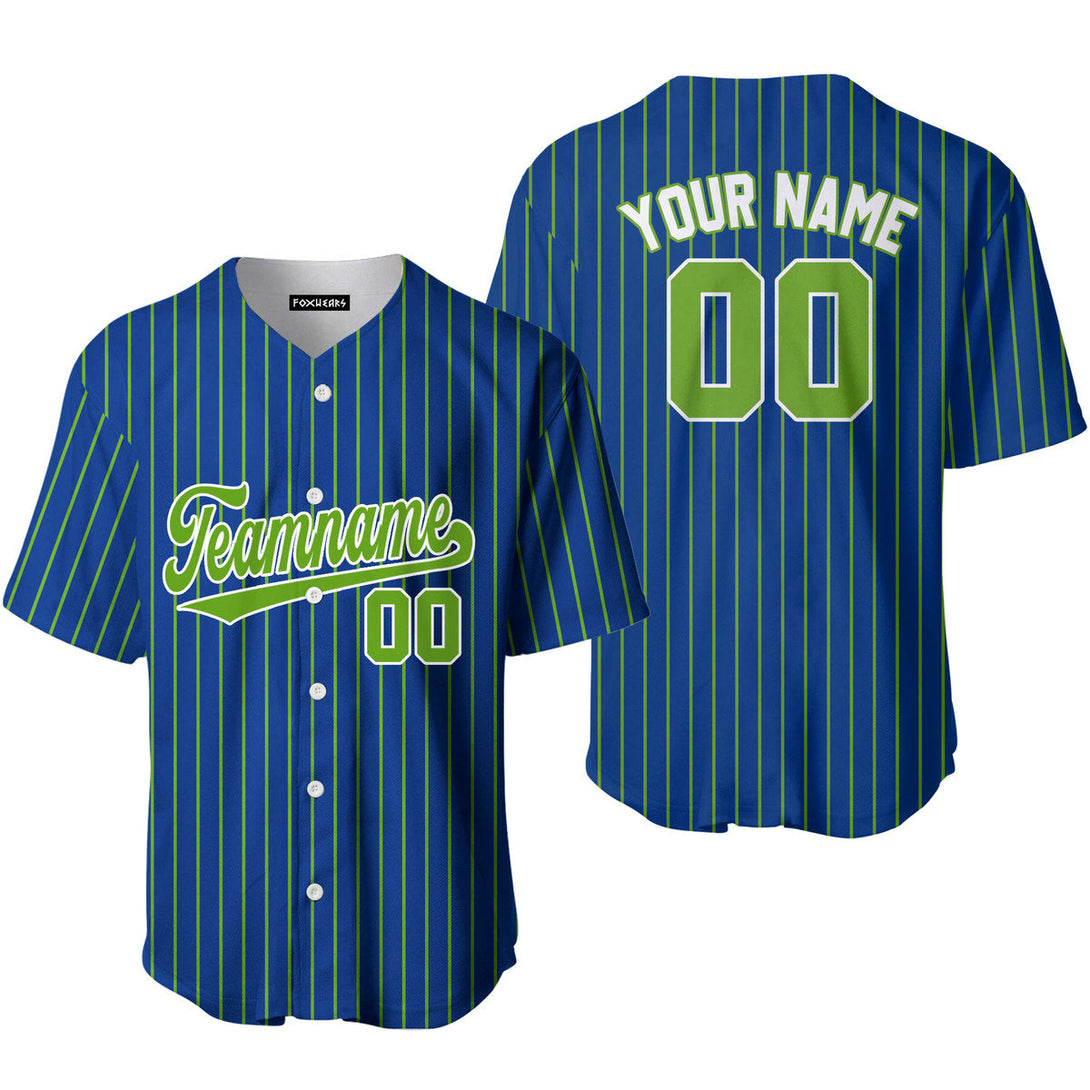 Custom Navy Blue Green Pinstripe White Green Baseball Jerseys For Men & Women