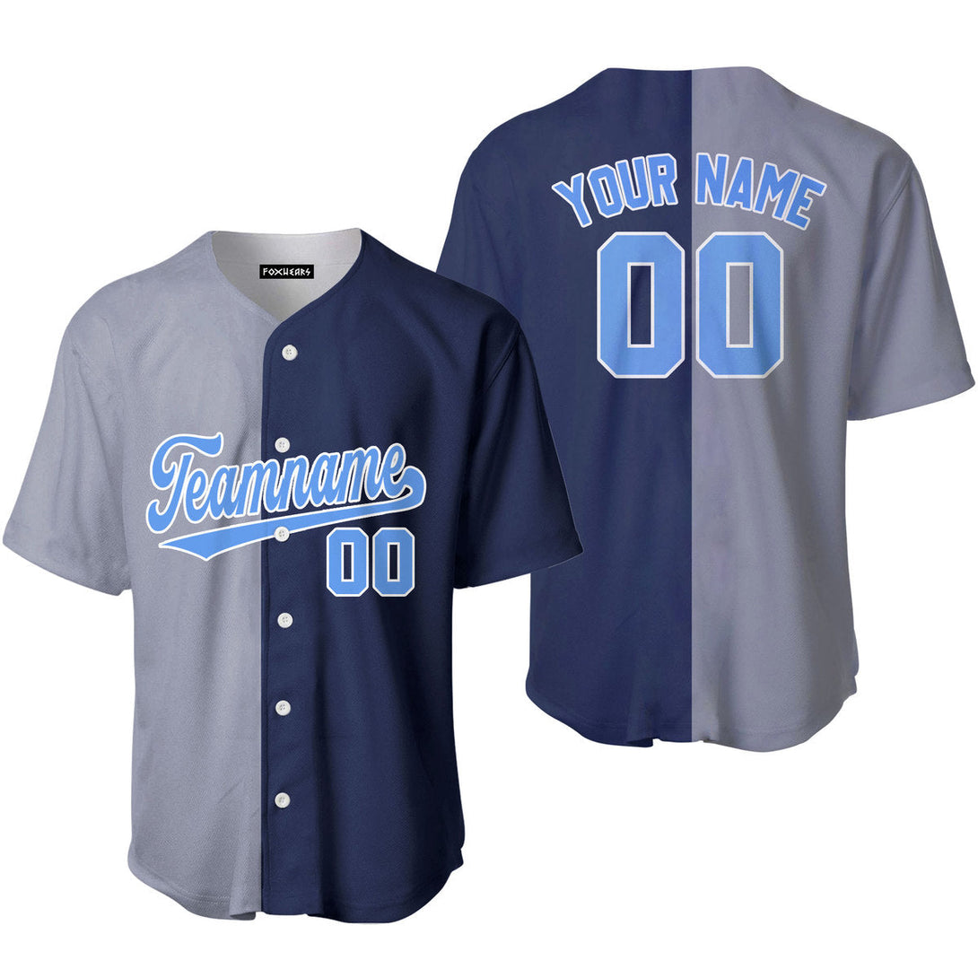 Custom Navy Light Blue Gray Split Fashion Baseball Jerseys For Men & Women