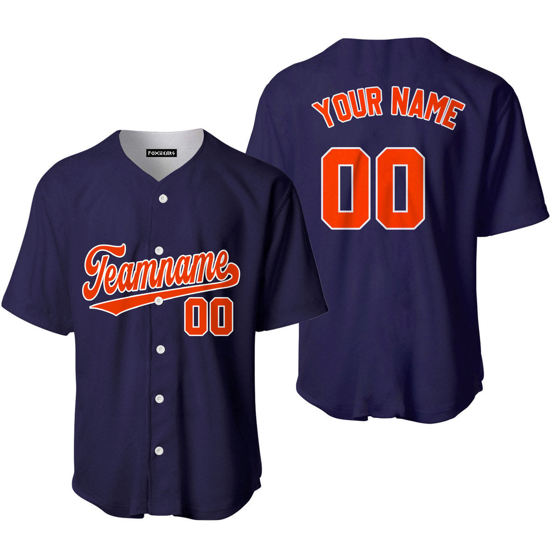 Custom Navy Orange White Custom Baseball Jerseys For Men & Women