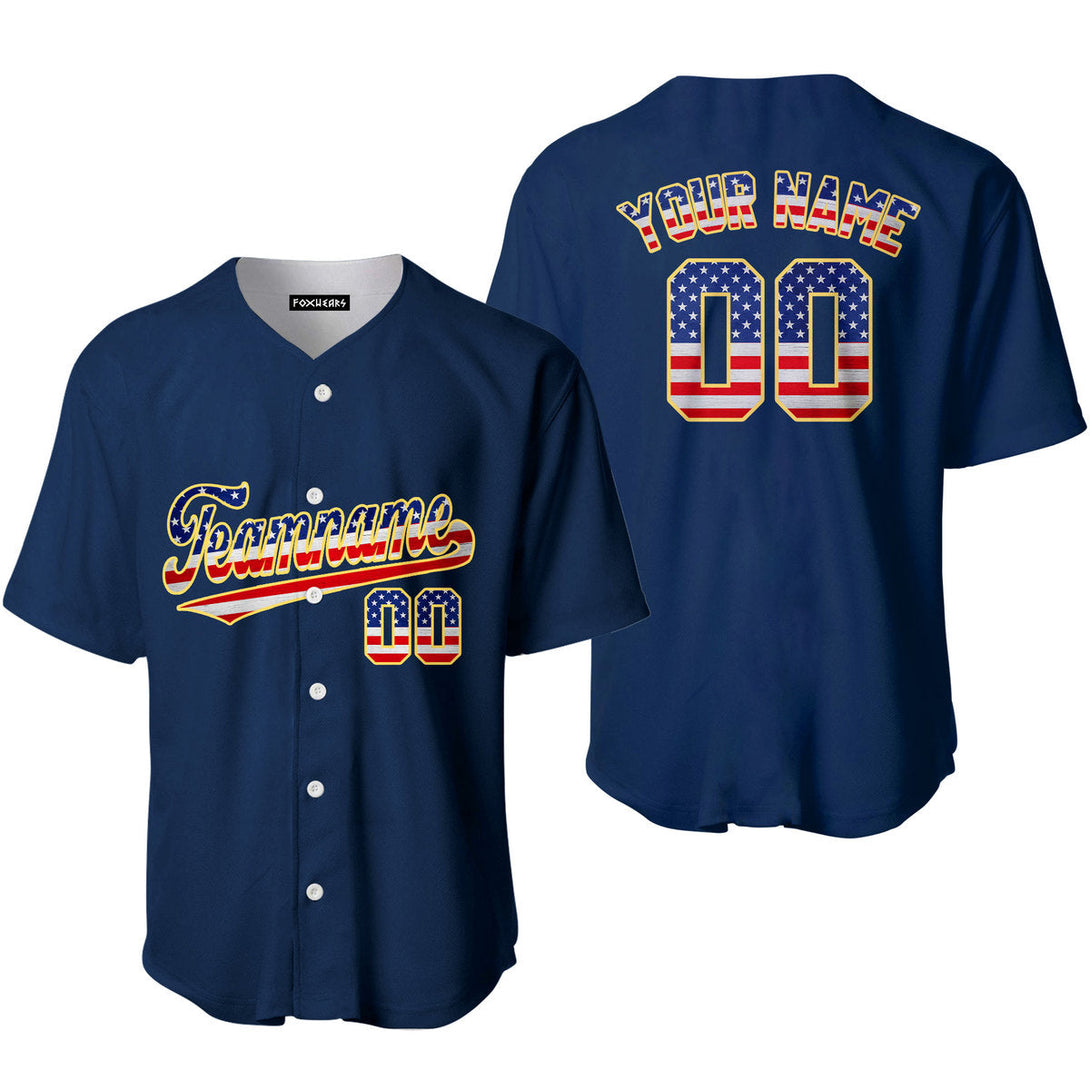 Custom Navy Retro American Custom Baseball Jerseys For Men & Women