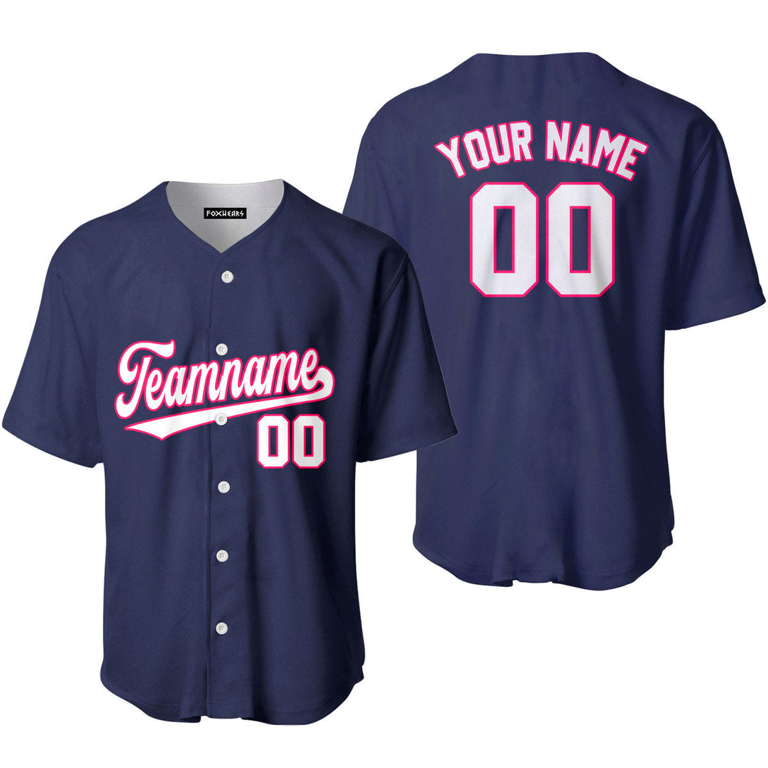 Custom Navy Yellow Pink Custom Baseball Jerseys For Men & Women