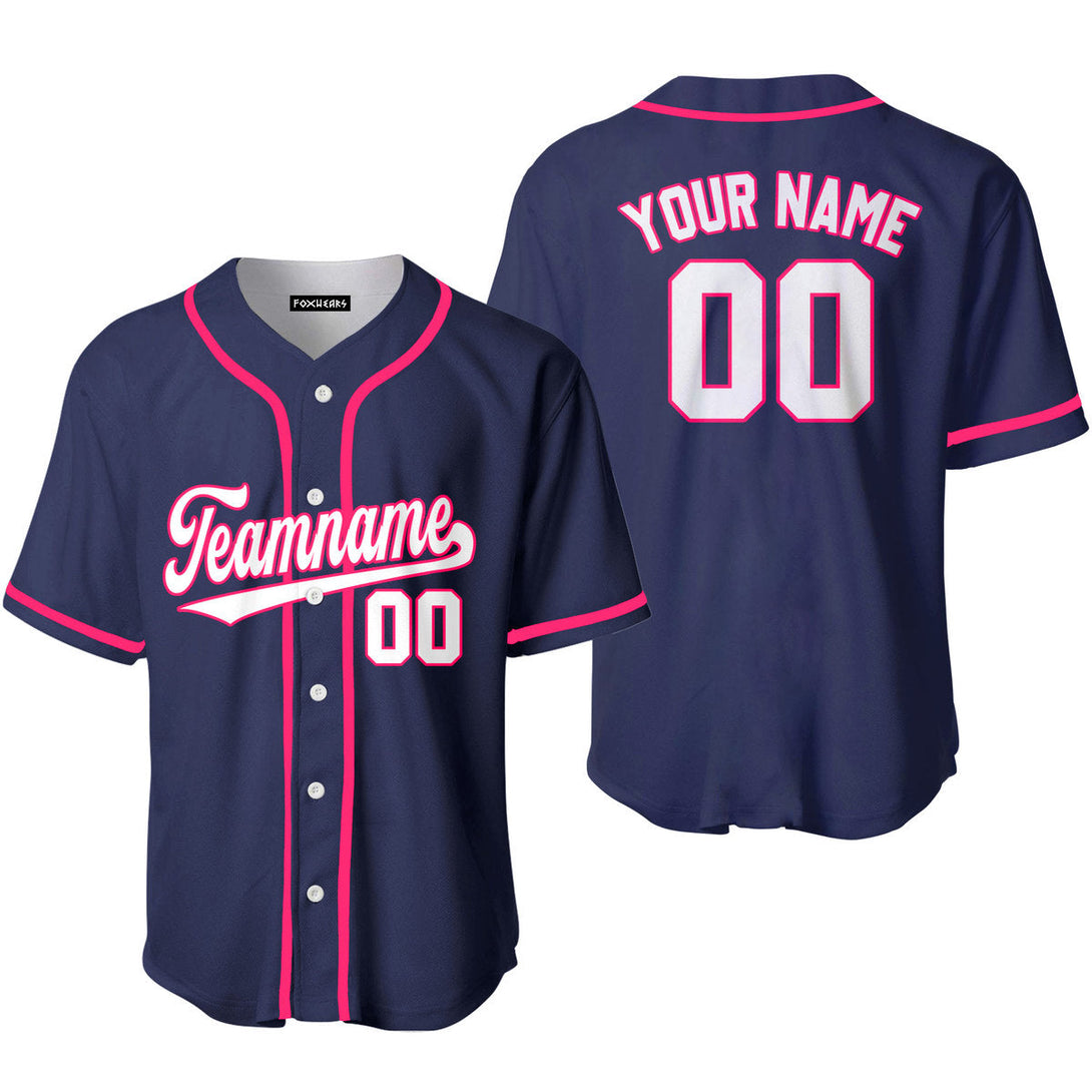 Custom Navy Yellow Pink Custom Baseball Jerseys For Men & Women