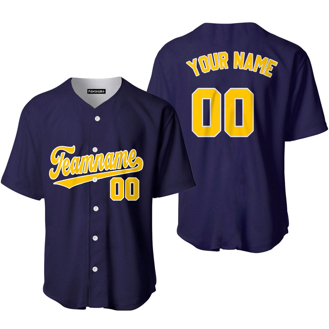 Custom Navy Yellow White Custom Baseball Jerseys For Men & Women