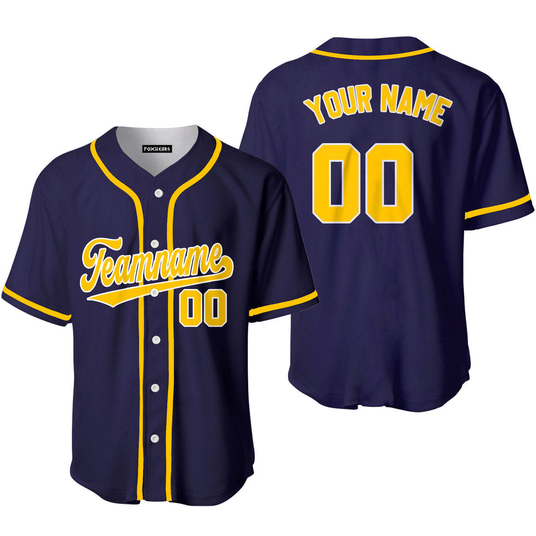 Custom Navy Yellow White Custom Baseball Jerseys For Men & Women