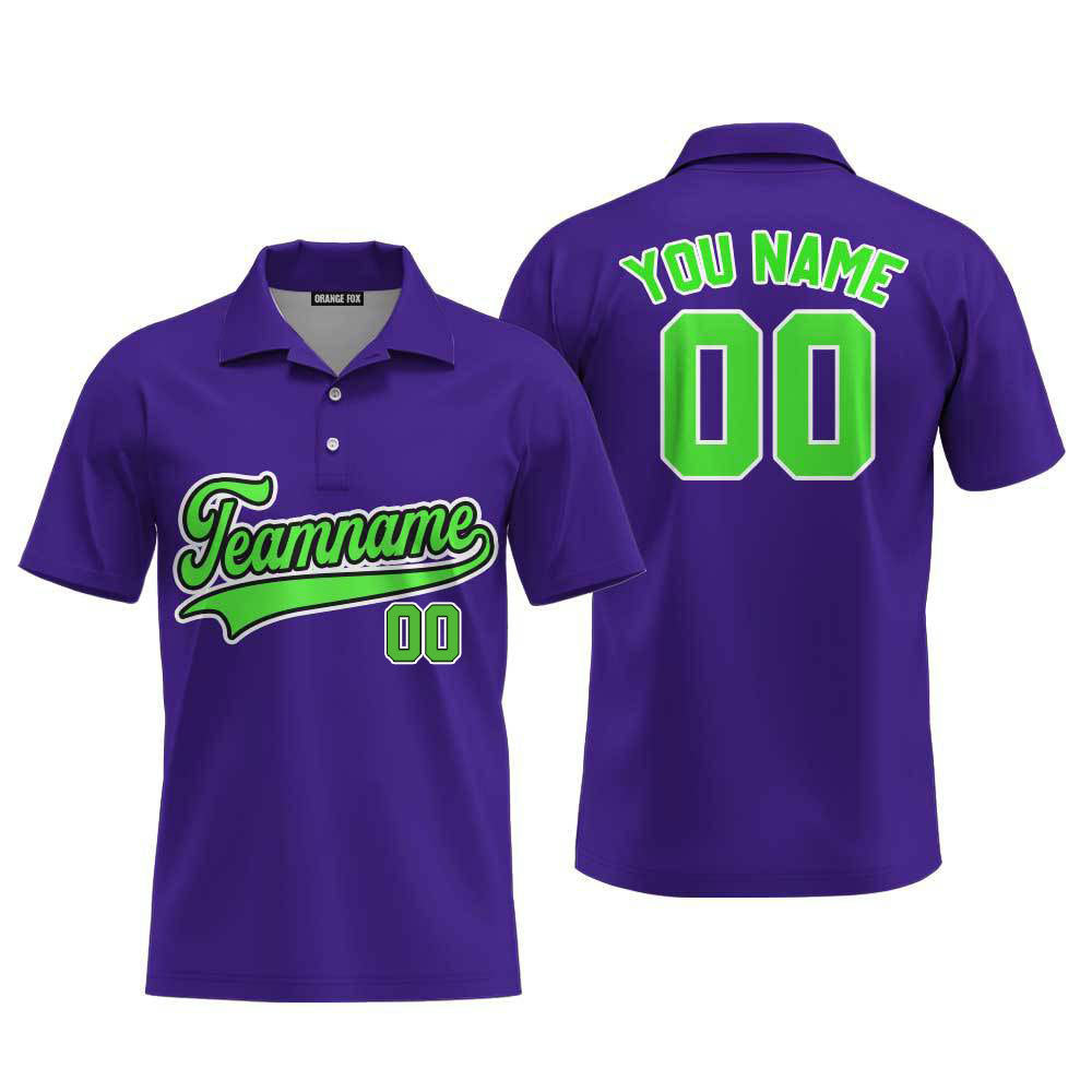 Custom Neon Green And Purple Custom Polo Shirt For Men