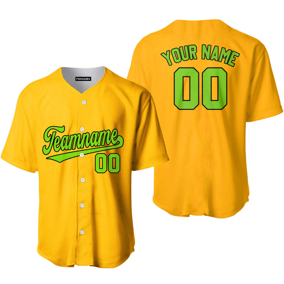 Custom Neon Green Black And Gold Custom Baseball Jerseys For Men & Women