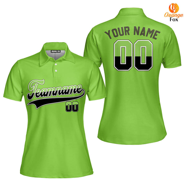 Custom Neon Green Black - White Custom Polo Shirt For Women