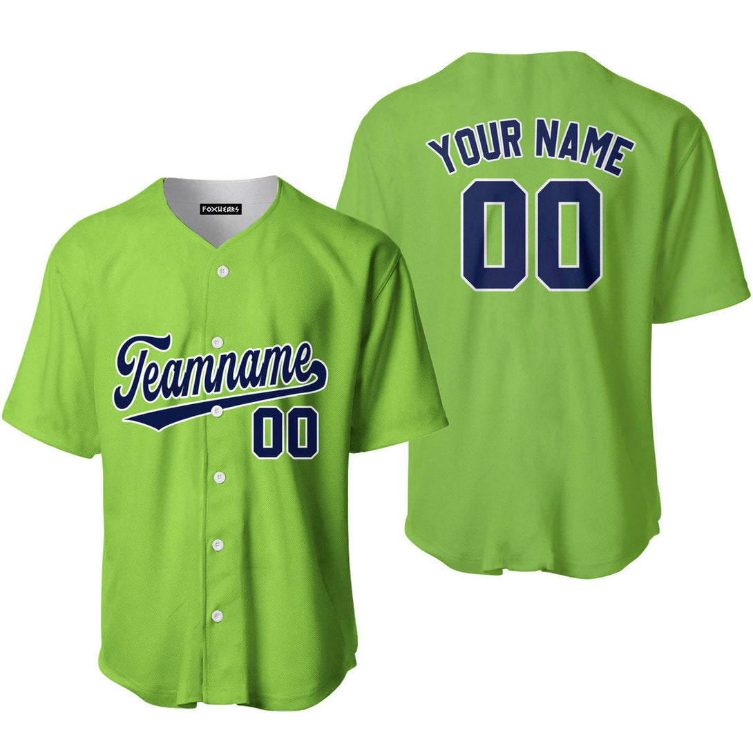 Custom Neon Green Navy White Custom Baseball Jerseys For Men & Women