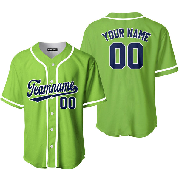 Custom Neon Green Navy White Custom Baseball Jerseys For Men & Women