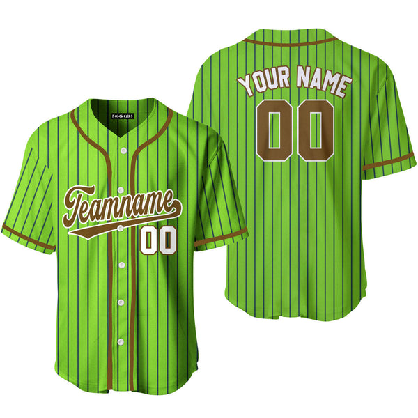 Custom Neon Green Olive Pinstripe White Baseball Jerseys For Men & Women