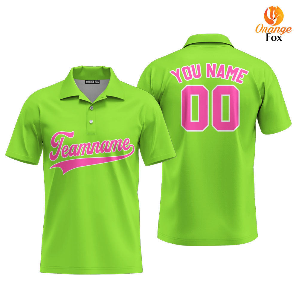 Custom Neon Green Pink - White Custom Polo Shirt For Men