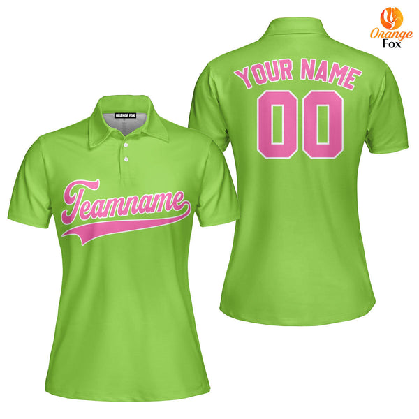 Custom Neon Green Pink - White Custom Polo Shirt For Women