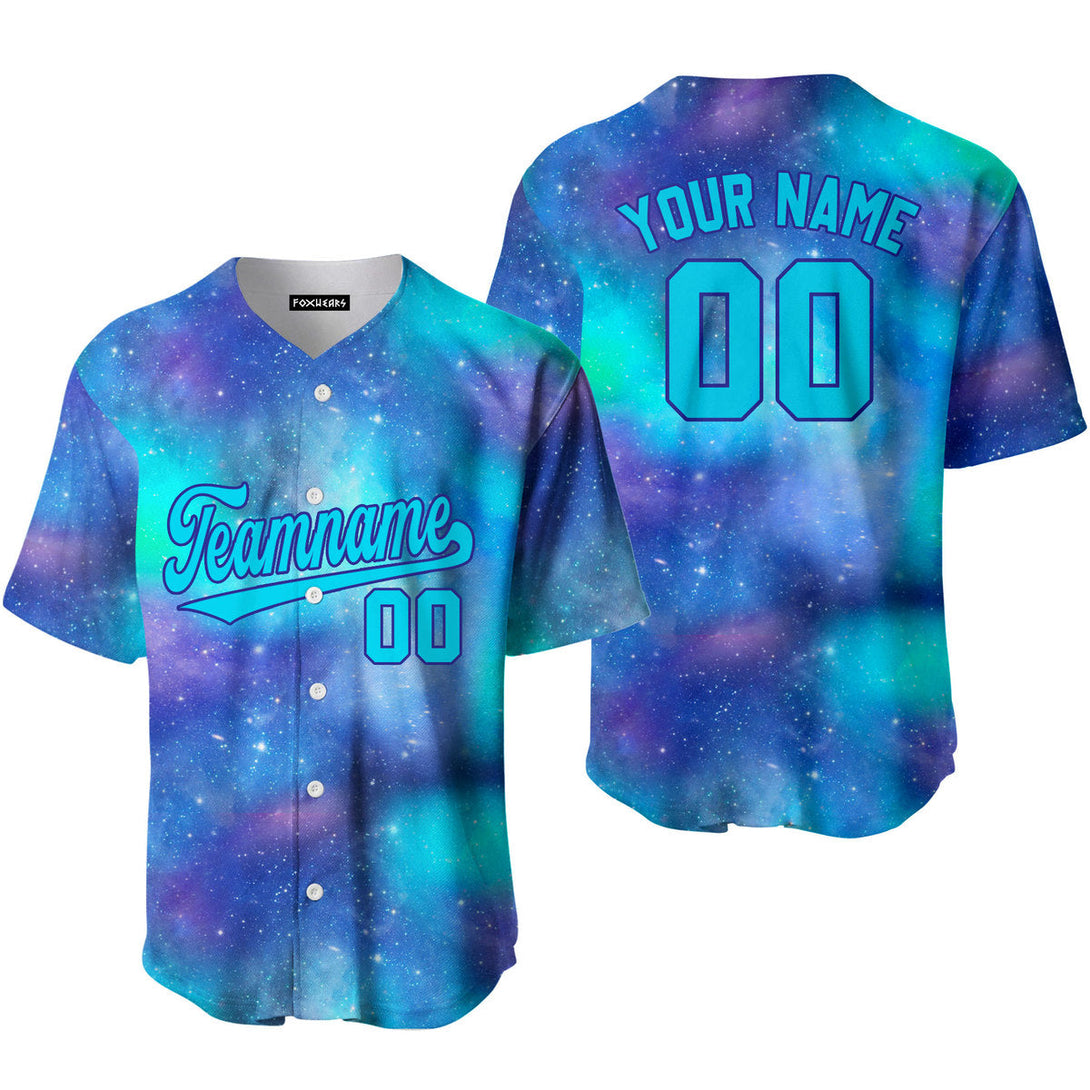 Custom Night Galaxy Space Pattern Blue Purple Custom Baseball Jerseys For Men & Women