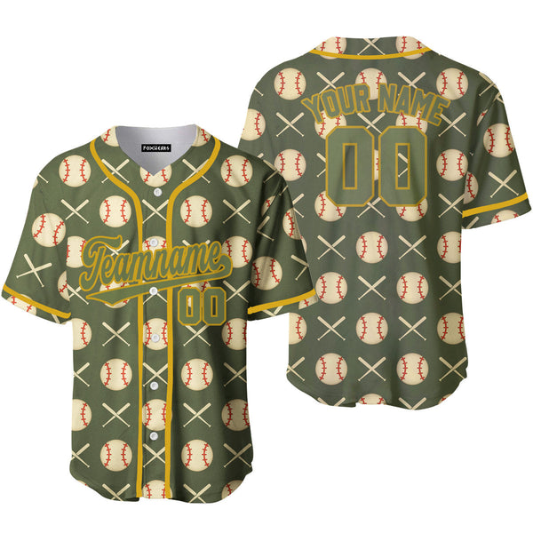 Custom Olive Baseball Pinstriped Pattern Olive Gold Yellow Custom Baseball Jerseys For Men & Women