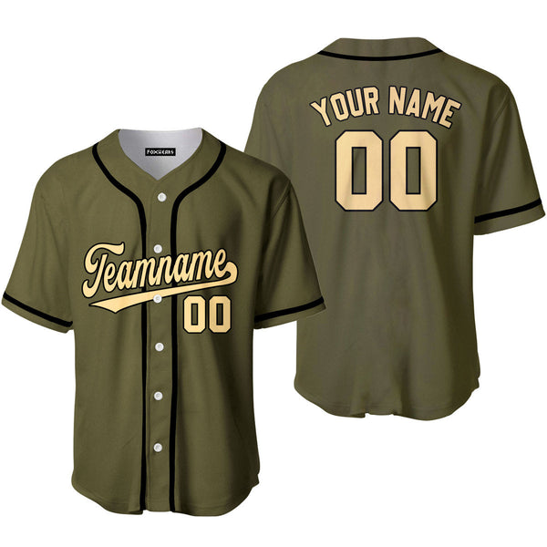 Custom Olive Cream Black Custom Baseball Jerseys For Men & Women