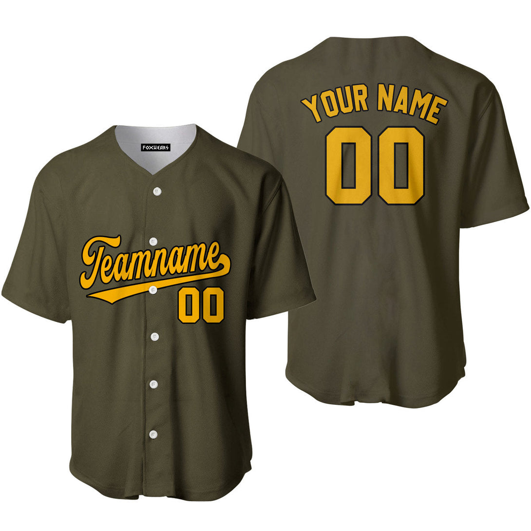 Custom Olive Gold White Custom Baseball Jerseys For Men & Women