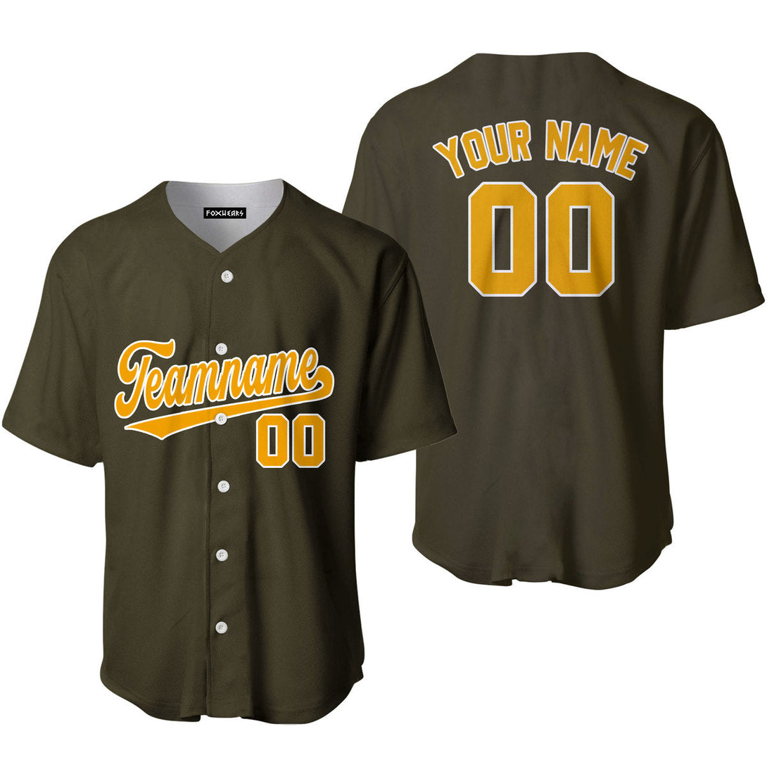 Custom Olive Gold White Custom Baseball Jerseys For Men & Women