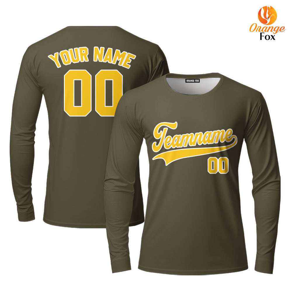 Custom Olive Gold White Custom Long Sleeve T-Shirt For Men & Women