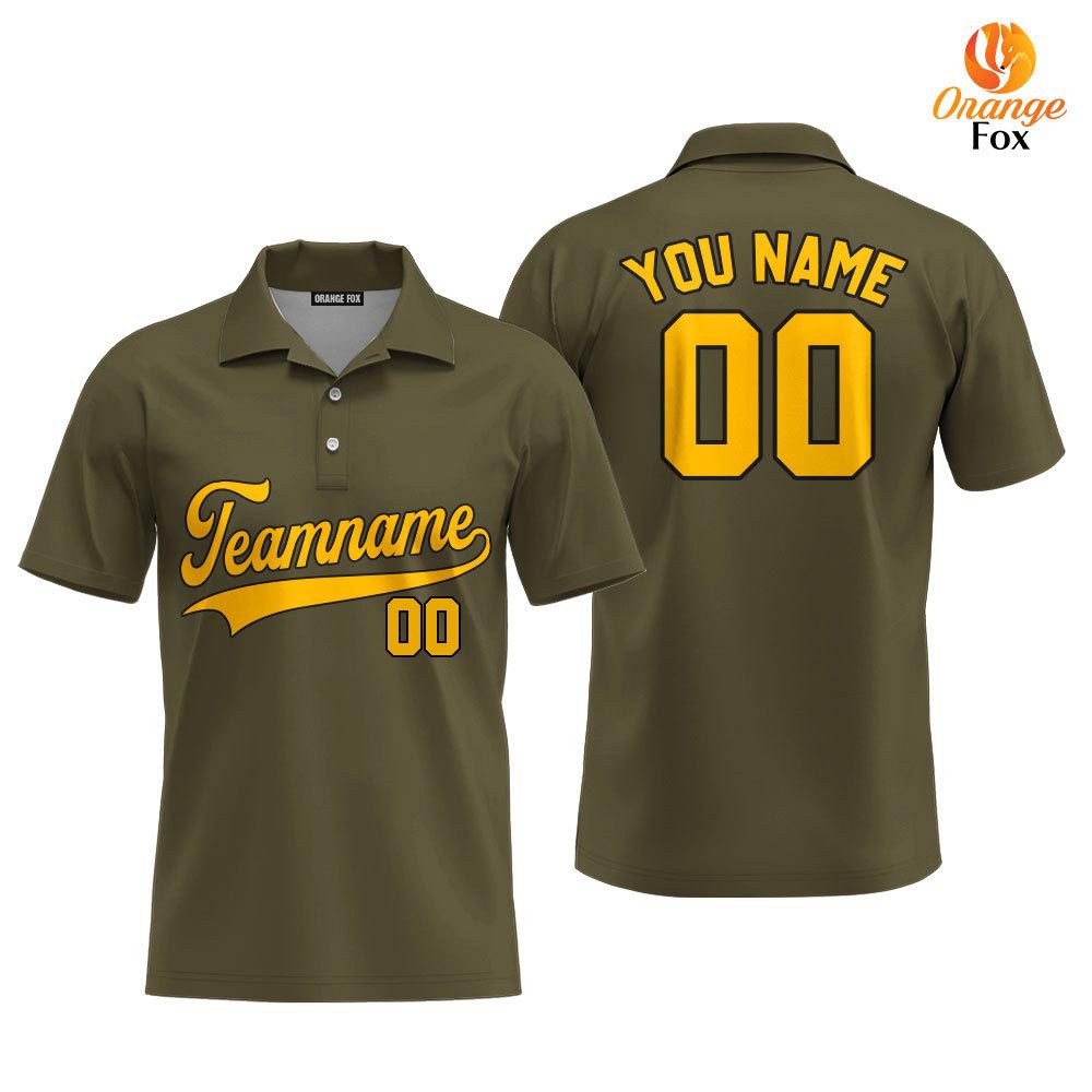 Custom Olive Gold - White Custom Polo Shirt For Men