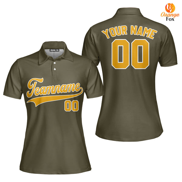 Custom Olive Gold White Custom Polo Shirt For Women