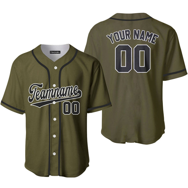 Custom Olive Green Black White Custom Baseball Jerseys For Men & Women