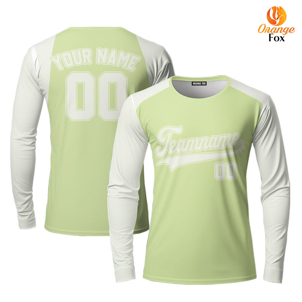 Custom Olive Green Light Grey Raglan White Custom Long Sleeve T-Shirt For Men & Women