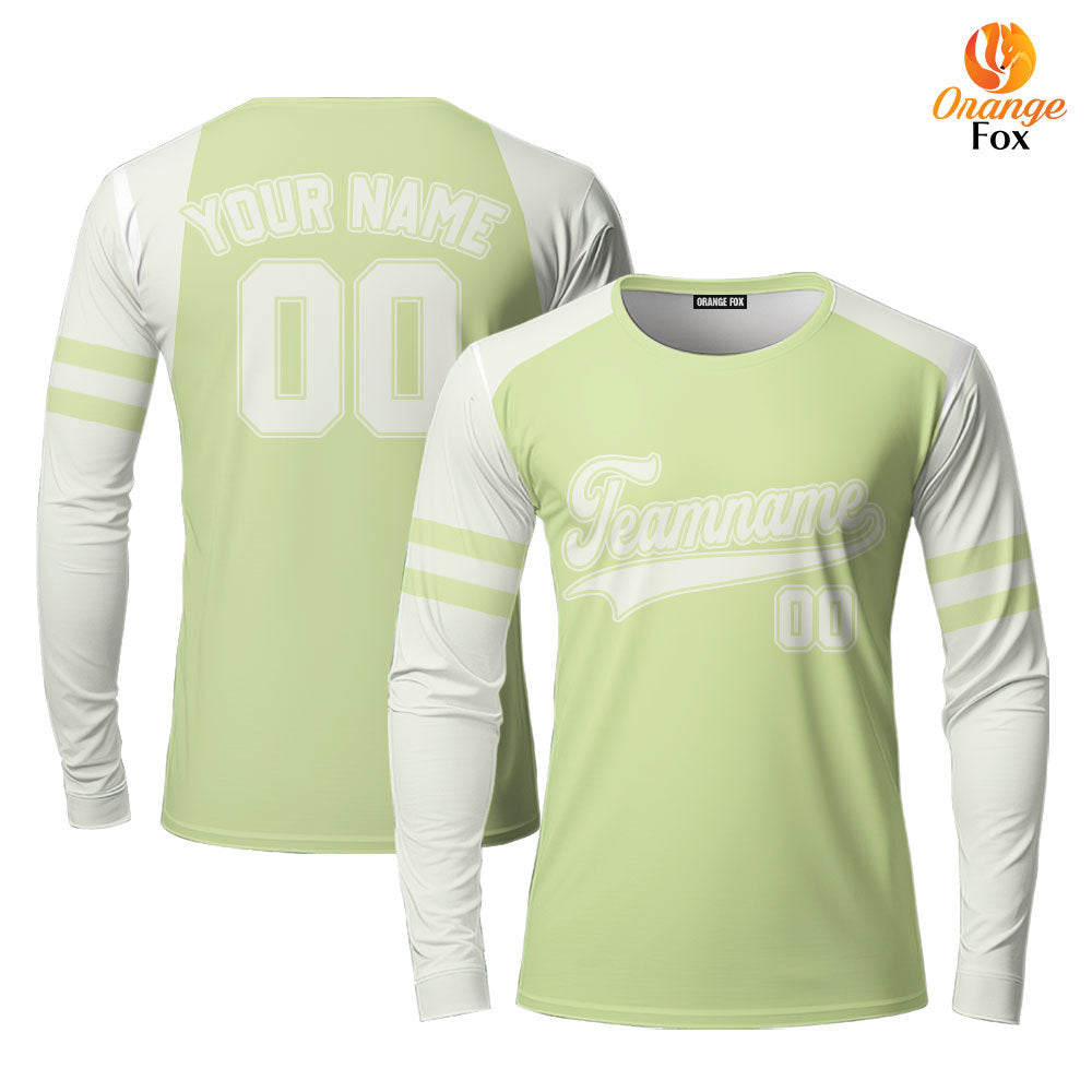 Custom Olive Green Light Grey Raglan White Custom Long Sleeve T-Shirt For Men & Women