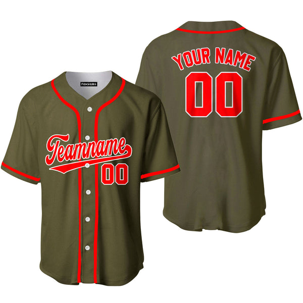 Custom Olive Green Red White Custom Baseball Jerseys For Men & Women