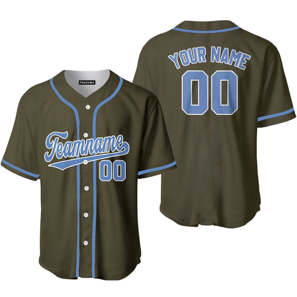 Custom Olive Light Blue White Custom Baseball Jerseys For Men & Women