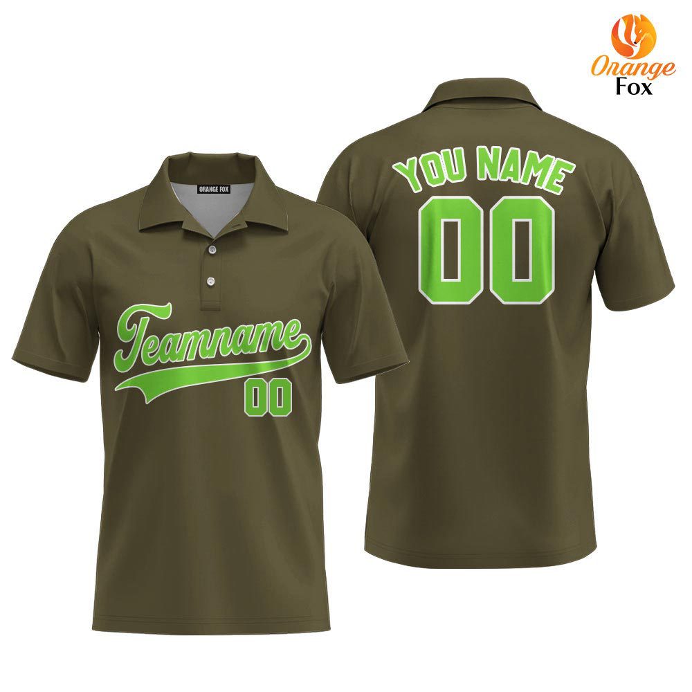 Custom Olive Neon Green - White Custom Polo Shirt For Men