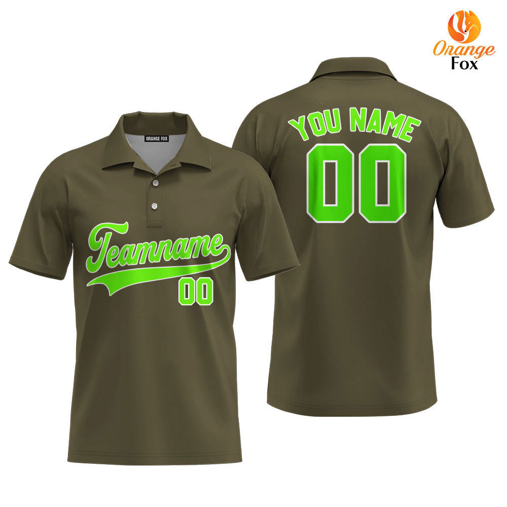 Custom Olive Neon Green White Custom Polo Shirt For Men