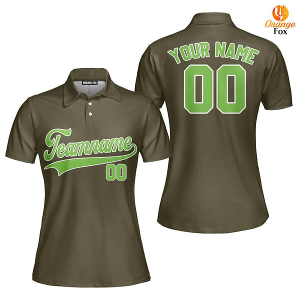 Custom Olive Neon Green - White Custom Polo Shirt For Women