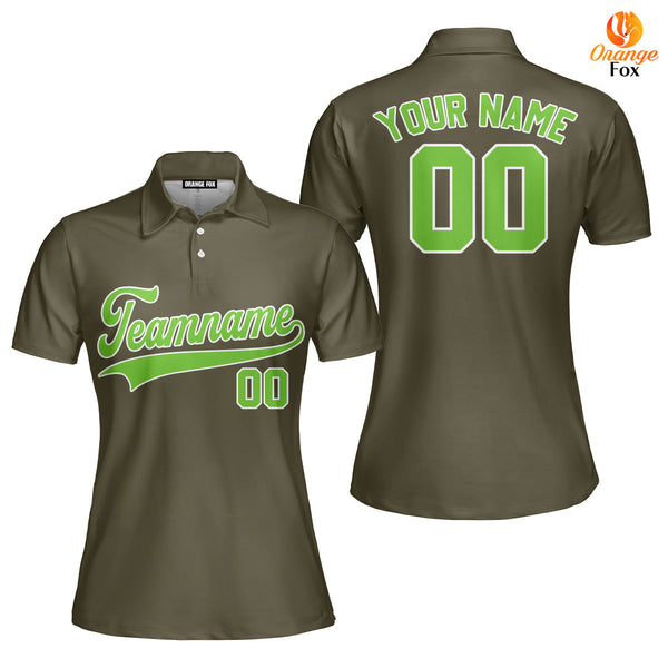 Custom Olive Neon Green White Custom Polo Shirt For Women