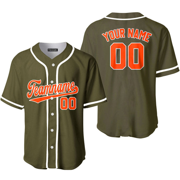 Custom Olive Orange White Custom Baseball Jerseys For Men & Women