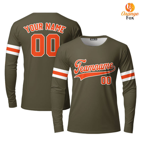 Custom Olive Orange White Custom Long Sleeve T-Shirt For Men & Women