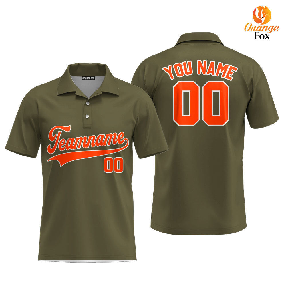 Custom Olive Orange - White Custom Polo Shirt For Men