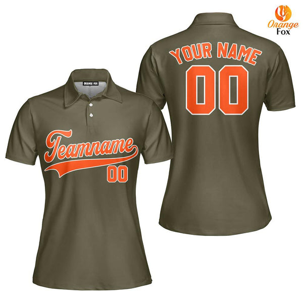 Custom Olive Orange - White Custom Polo Shirt For Women