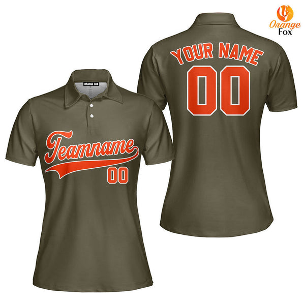 Custom Olive Orange White Custom Polo Shirt For Women