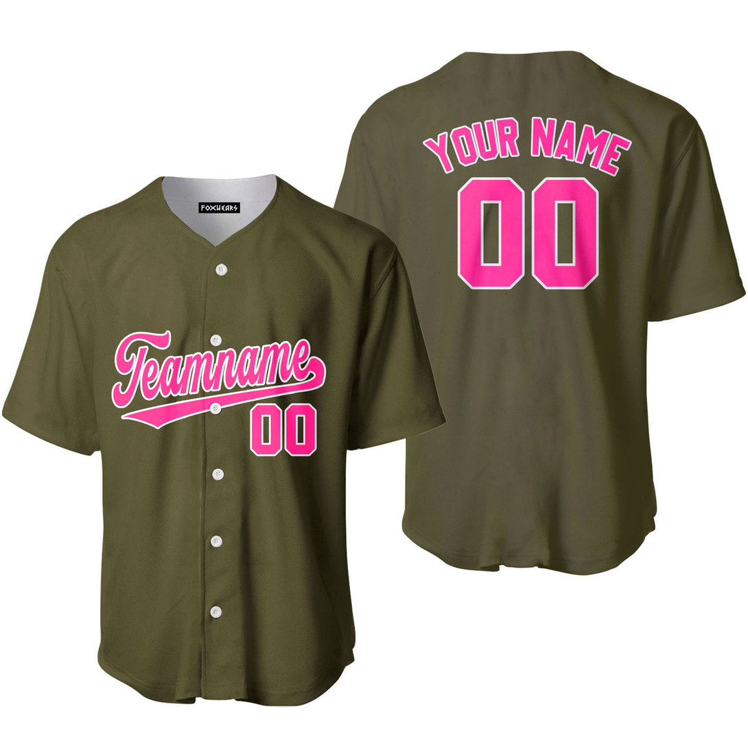 Custom Olive Pink White Custom Baseball Jerseys For Men & Women