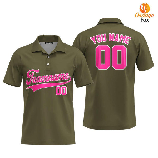 Custom Olive Pink - White Custom Polo Shirt For Men