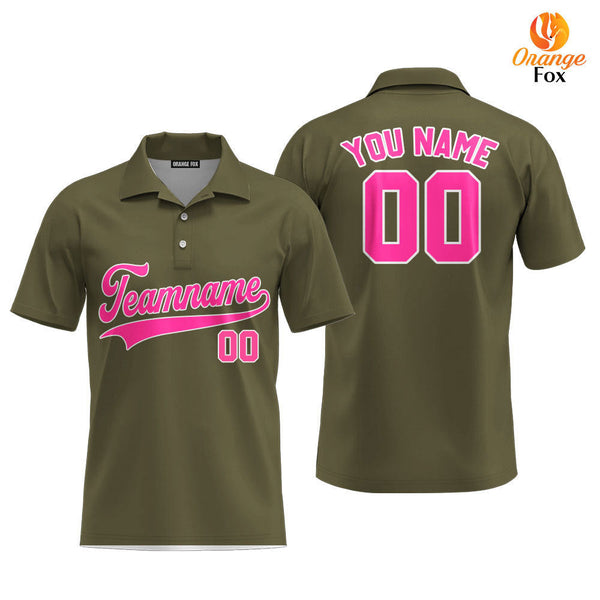 Custom Olive Pink - White Custom Polo Shirt For Men