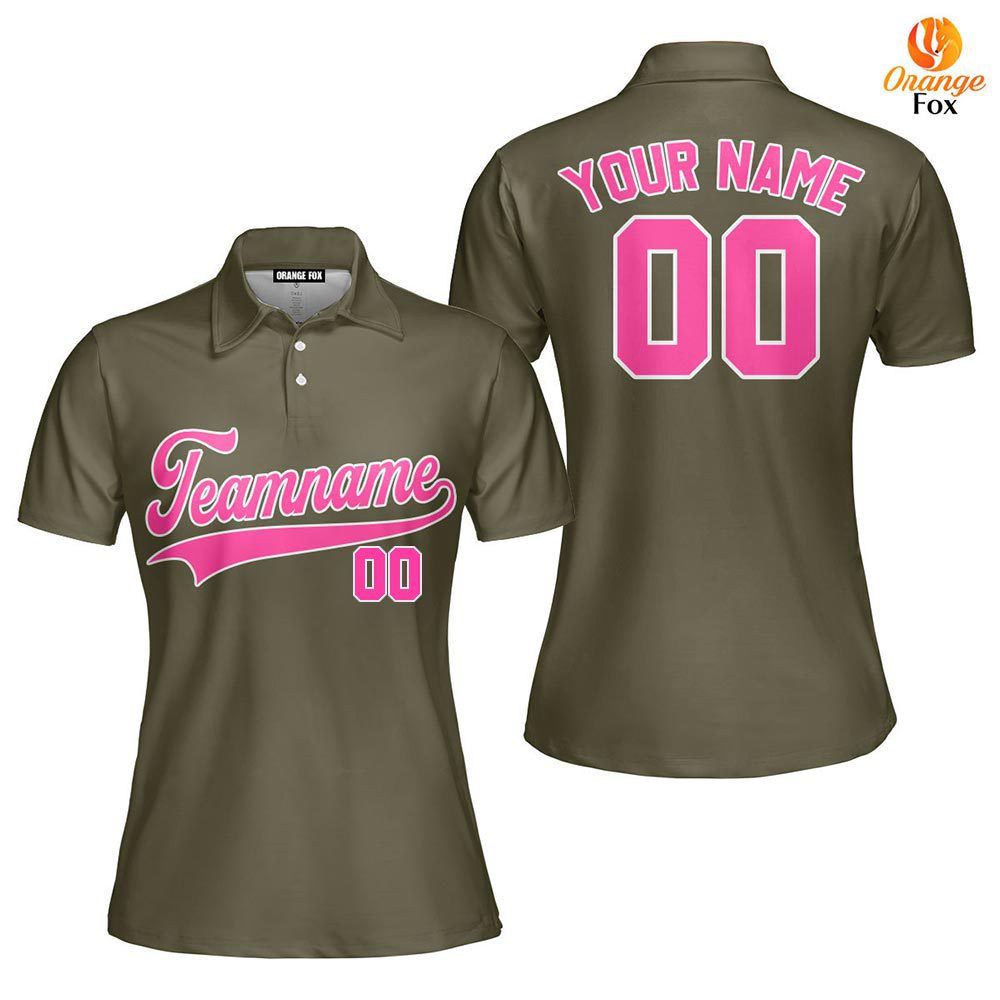 Custom Olive Pink - White Custom Polo Shirt For Women