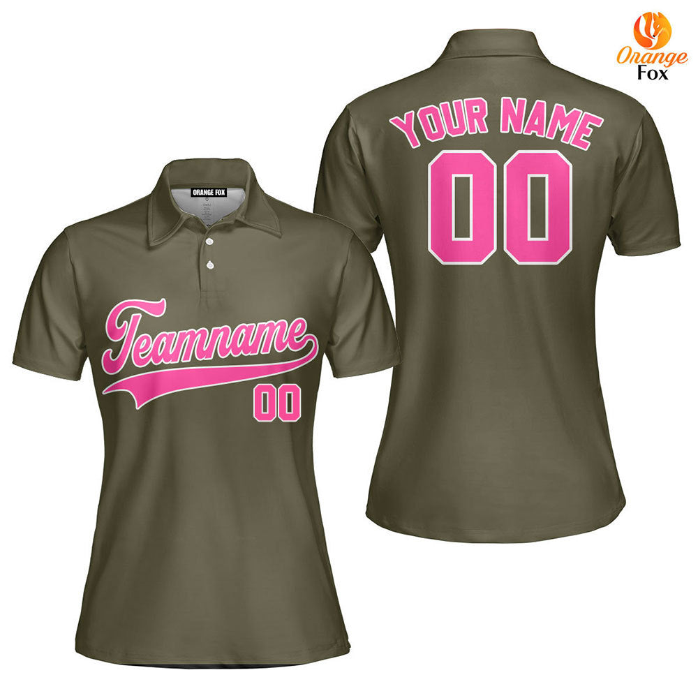 Custom Olive Pink - White Custom Polo Shirt For Women