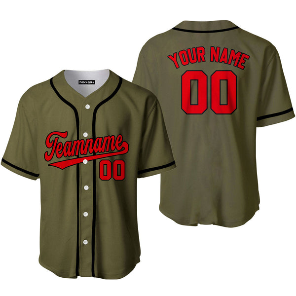 Custom Olive Red Black Custom Baseball Jerseys For Men & Women