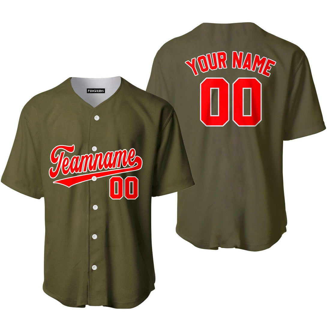 Custom Olive Red White Custom Baseball Jerseys For Men & Women