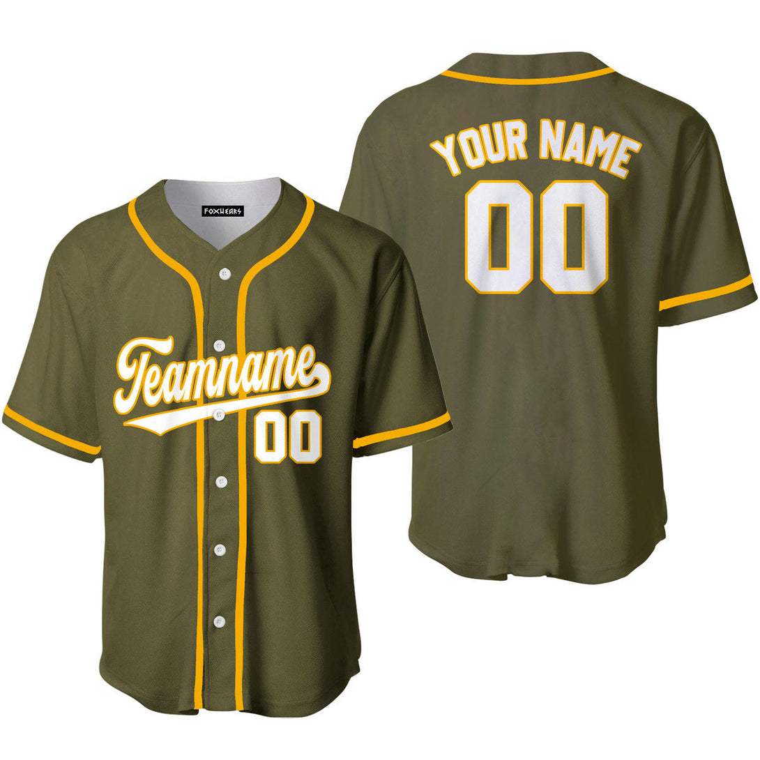 Custom Olive White Gold Custom Baseball Jerseys For Men & Women