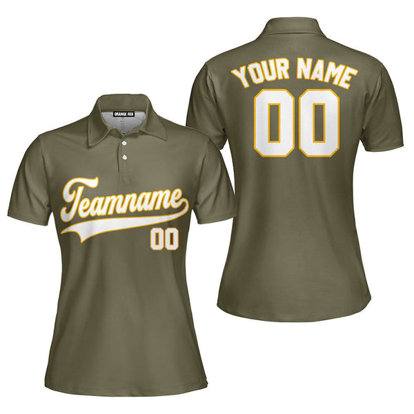 Custom Olive White - Gold Custom Polo Shirt For Women