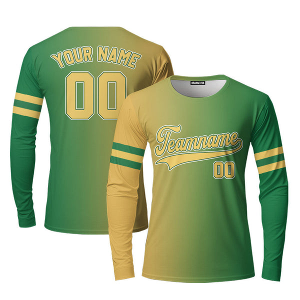 Custom Olive White Kelly Green Fade Fashion Custom Long Sleeve T-Shirt For Men & Women